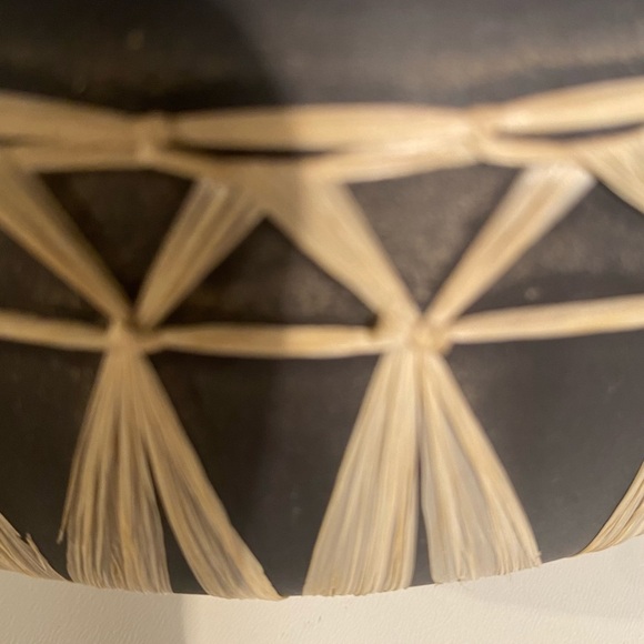 Vintage Raffia Wrapped Black Planter, Gmundner Keramik, Made in Austria - Picture 6 of 10